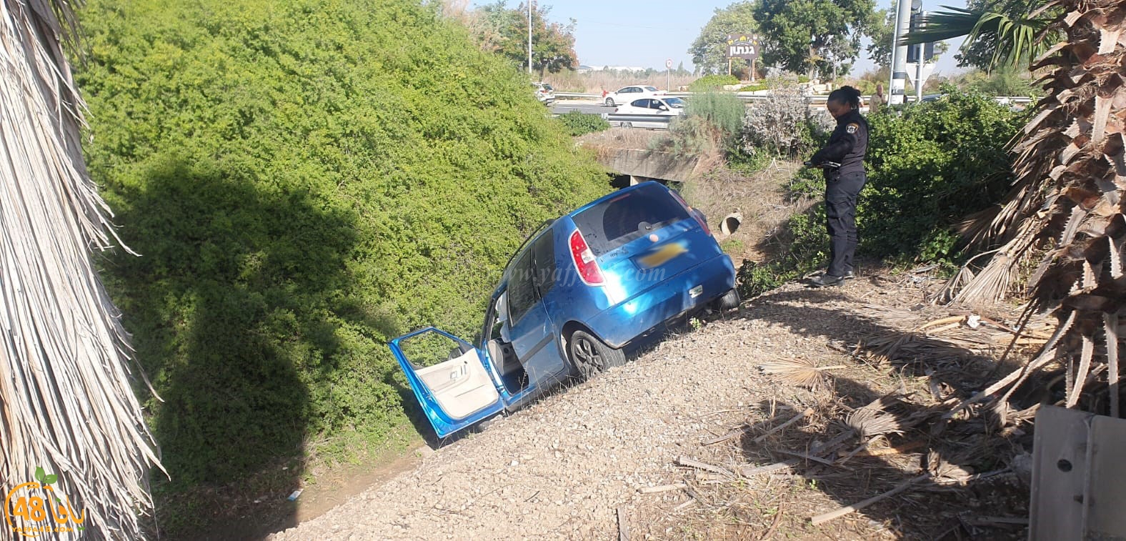  اصابة متوسطة لشخص بحادث طرق ذاتي قرب اللد 